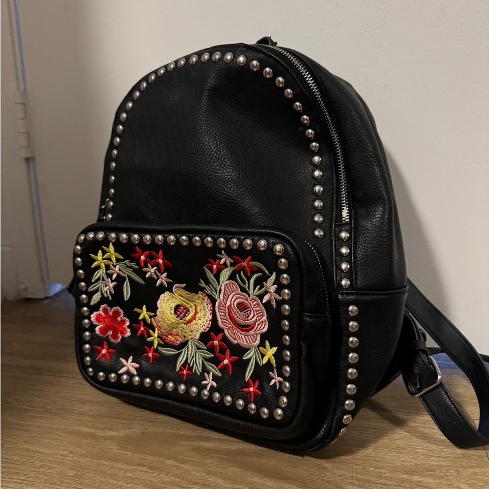 Sunset & Spring Floral-Embroidered Studded Backpack - Picture 5 of 8
